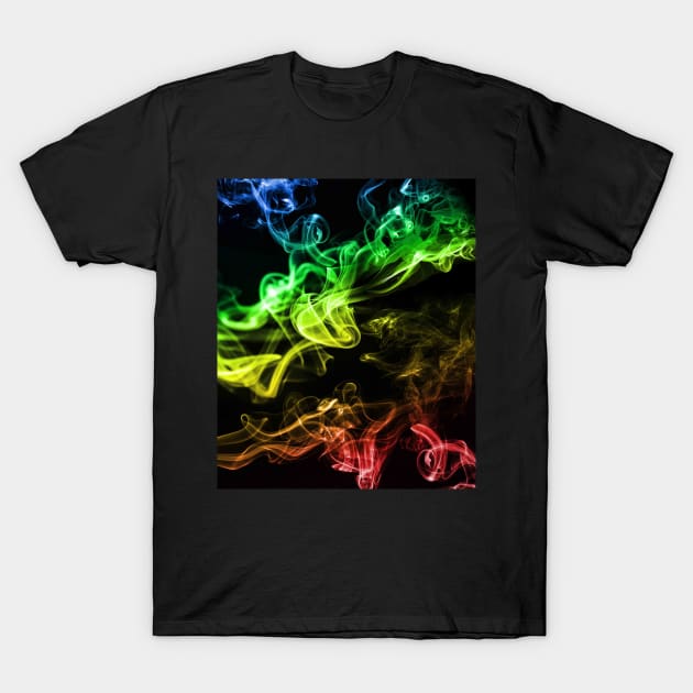 Rainbow Smoke On Black T-Shirt by Random Galaxy